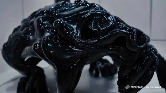 Mesmerizing Ferrofluid Creature in Ethereal Slow Motion – AI Generated Video | Hailuo AI