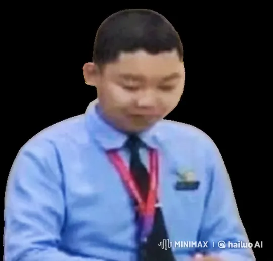 Focused Individual in Blue Shirt with Red Lanyard – AI Generated Video | Hailuo AI