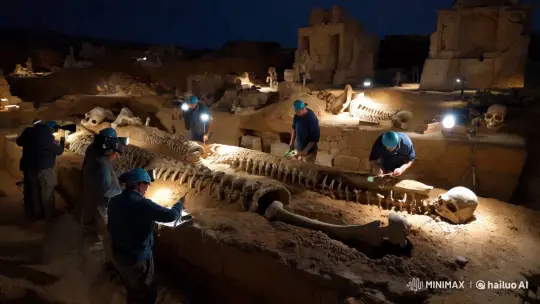 Discovery of Colossal Skeletal Remains at Ancient Dig Site – AI Generated Video | Hailuo AI