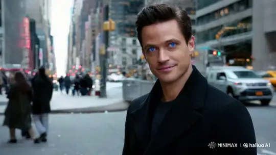 Mysterious Man Stands Out in New York Cityscape – AI Generated Video | Hailuo AI