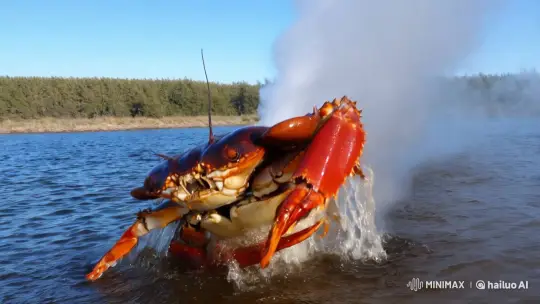 Crab Boiled Alive in Sudden Geyser Eruption – AI Generated Video | Hailuo AI