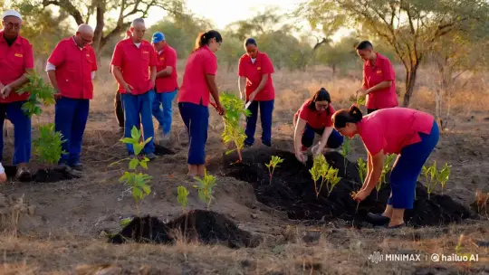 Volunteers Plant Saplings in Arid Landscape – AI Generated Video | Hailuo AI