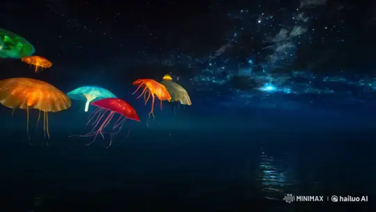 The Enchanting Dance of Pulsar Jellies in the Solar Sea – AI Generated Video | Hailuo AI