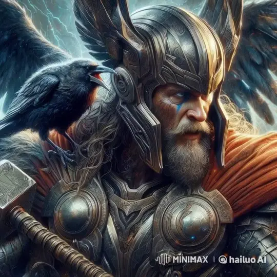 Mystic Warrior with Raven Amidst Stormy Majesty – AI Generated Video | Hailuo AI