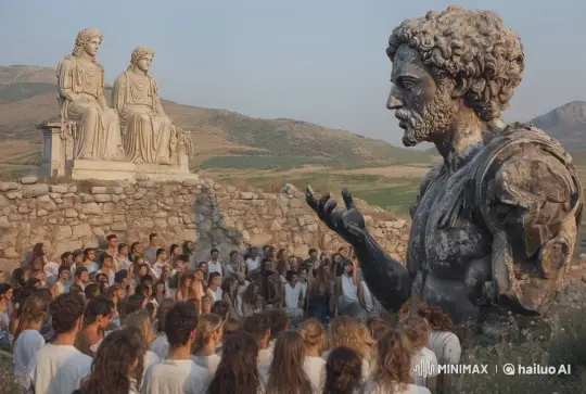 Ancient Gathering with Subtle Movements and Ambient Sounds – AI Generated Video | Hailuo AI