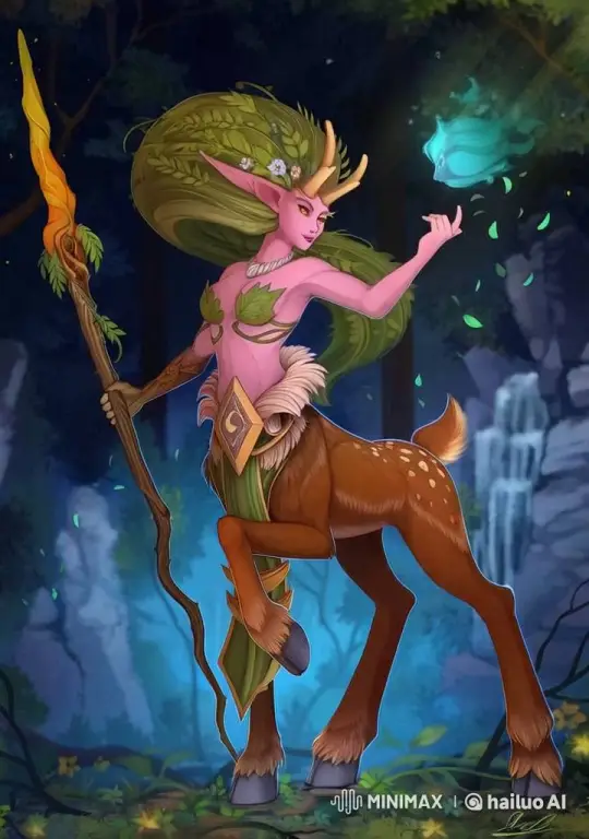Mystical Forest: Pink Centaur Wields Magic Against Spectral Mages – AI Generated Video | Hailuo AI