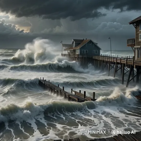 Coastal House Endures Hurricane's Fury – AI Generated Video | Hailuo AI