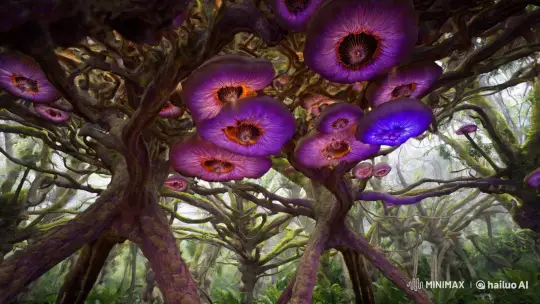 Colossal Mycelial Sprawlers in Harmonic Symbiosis – AI Generated Video | Hailuo AI