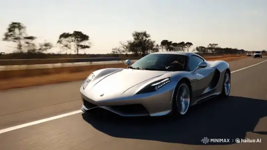 Sleek Sports Car on Open Road: A Cinematic Journey – AI Generated Video | Hailuo AI