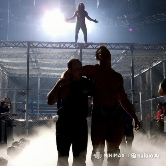 Wrestlers Toast After Dramatic Cage Scene – AI Generated Video | Hailuo AI