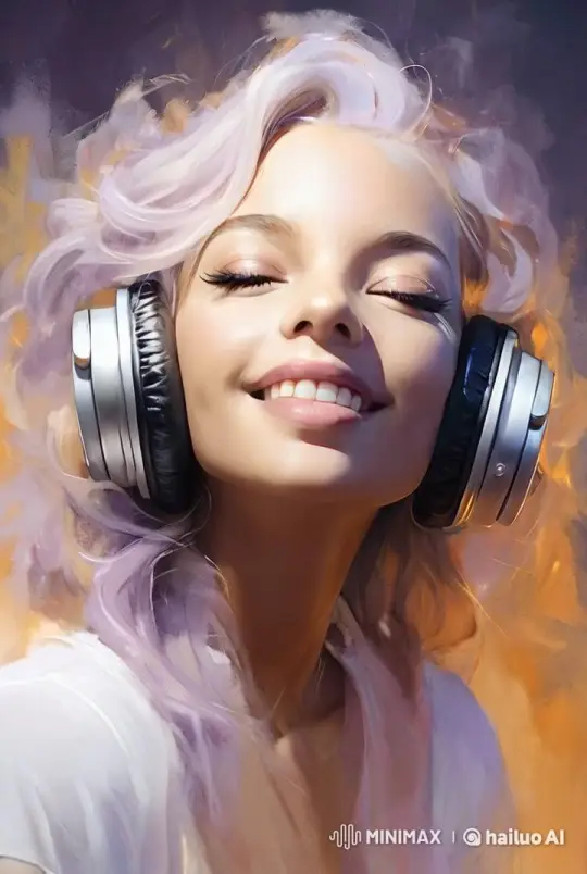 Serene Woman Enjoys Music in Painterly Oil Style – AI Generated Video | Hailuo AI