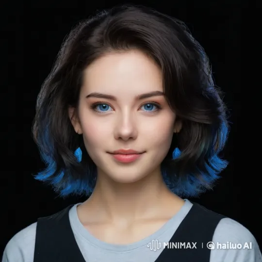 Young Woman with Blue Highlights in Serene Video – AI Generated Video | Hailuo AI