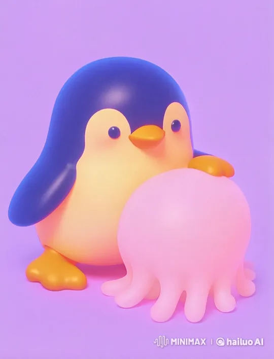 Cuddling Penguin and Jellyfish in Whimsical Scene – AI Generated Video | Hailuo AI