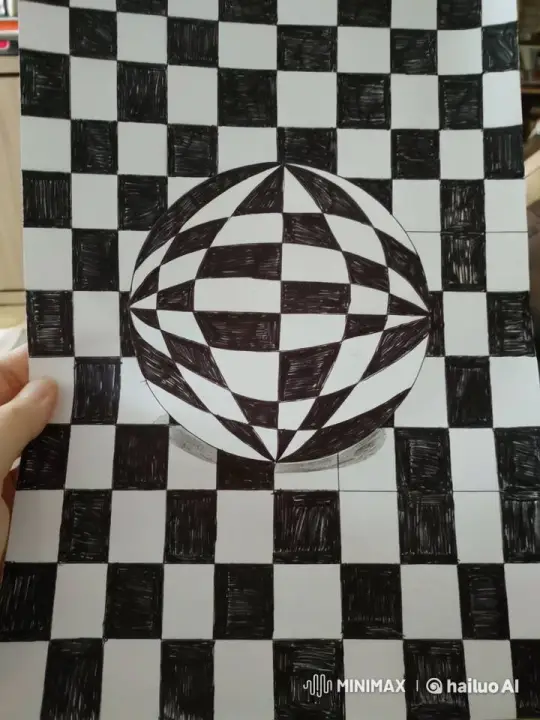 3D Chess Ball Illusion on Checkered Paper – AI Generated Video | Hailuo AI