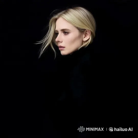 Sad Woman's Profile Against Dark Background – AI Generated Video | Hailuo AI