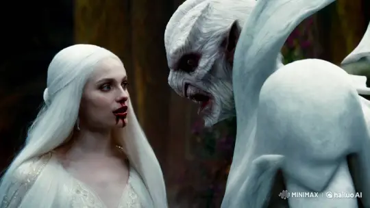 Goddess Confronts White Demon in Surreal Fantasy Scene – AI Generated Video | Hailuo AI