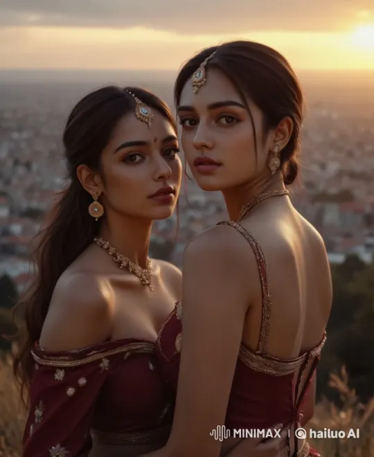 Traditional Elegance Amidst Sunset Serenity – AI Generated Video | Hailuo AI
