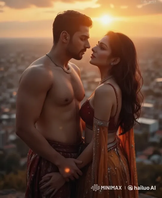 Intimate Kiss with Sunset Cityscape Background – AI Generated Video | Hailuo AI