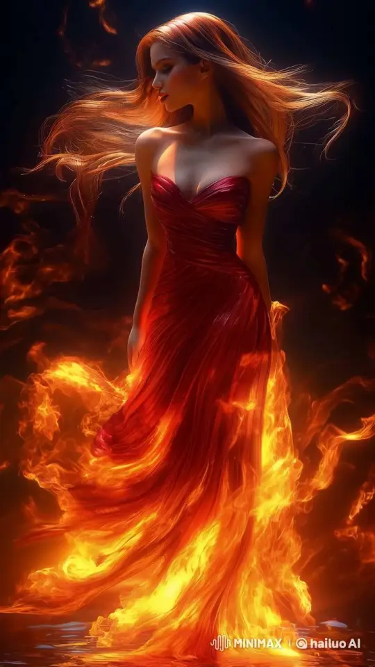 Mystical Fire Dancer in Fiery Ethereal Performance – AI Generated Video | Hailuo AI