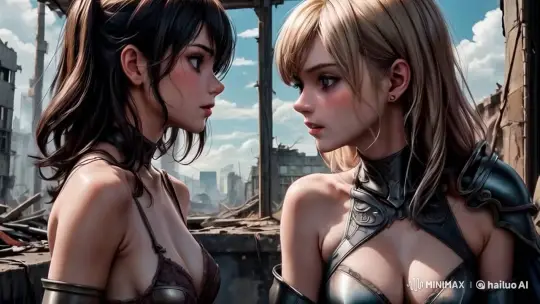Intimate Duet in Ruined Cityscape – AI Generated Video | Hailuo AI