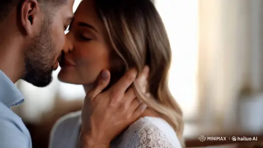 Couples' Intimate Kiss Captured with Soft Focus – AI Generated Video | Hailuo AI