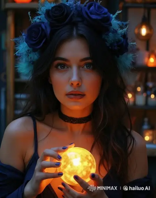 Young Woman with Enchanted Orb in Magical Setting – AI Generated Video | Hailuo AI