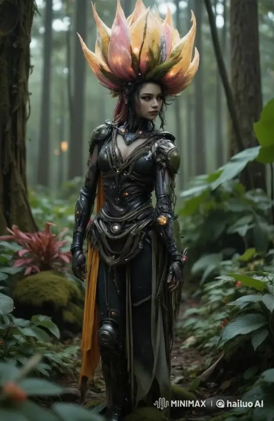 Enchanted Forest: A Calm Figure in Nature-Inspired Armor – AI Generated Video | Hailuo AI