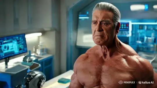 Robotic Bodybuilder Showcases Human-Machine Fusion – AI Generated Video | Hailuo AI