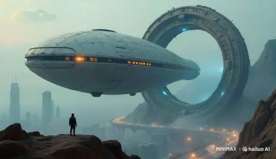 Futuristic Spaceship Enters Mysterious Jump Gate – AI Generated Video | Hailuo AI