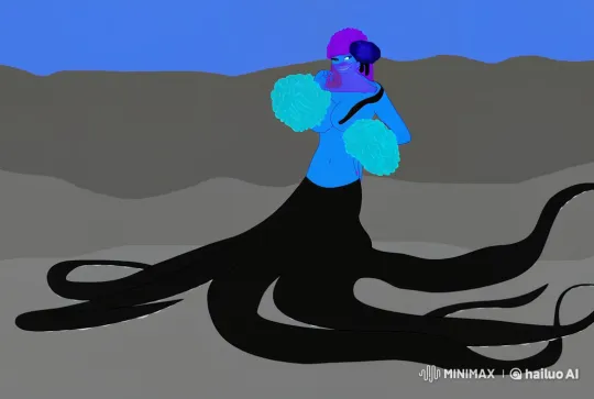 Mystical Underwater Encounter with a Blue-Tentacled Mermaid – AI Generated Video | Hailuo AI