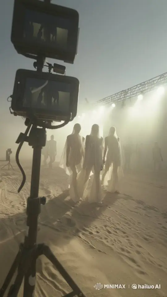 Desert Fashion Show Amidst a Sandstorm – AI Generated Video | Hailuo AI