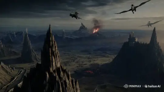 Mordor Panorama: Epic Journey of Hobbits and Gollum – AI Generated Video | Hailuo AI