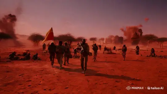 Synopsis: "The Lions of Sahel" is a visually striking film that follows the journey of Moussa Maïga, a Malian soldier, from 2012 to 2024 during Mali's struggle against terrorism. The film highlights Moussa – AI Generated Video | Hailuo AI