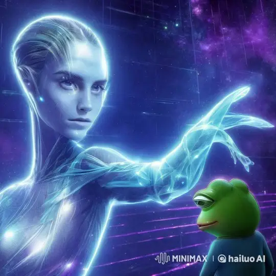 Futuristic Figure Connects with Cosmic Frog in Ethereal Scene – AI Generated Video | Hailuo AI