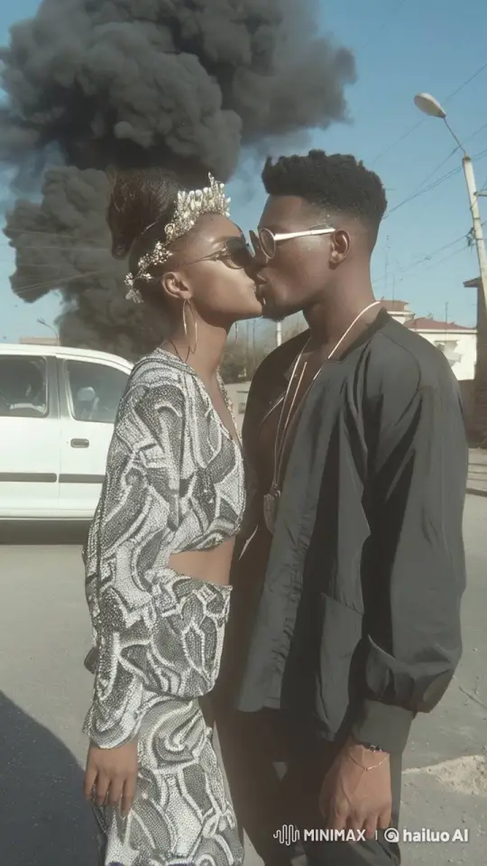 Romantic Couple's Intimate Moment Amid Chaos – AI Generated Video | Hailuo AI