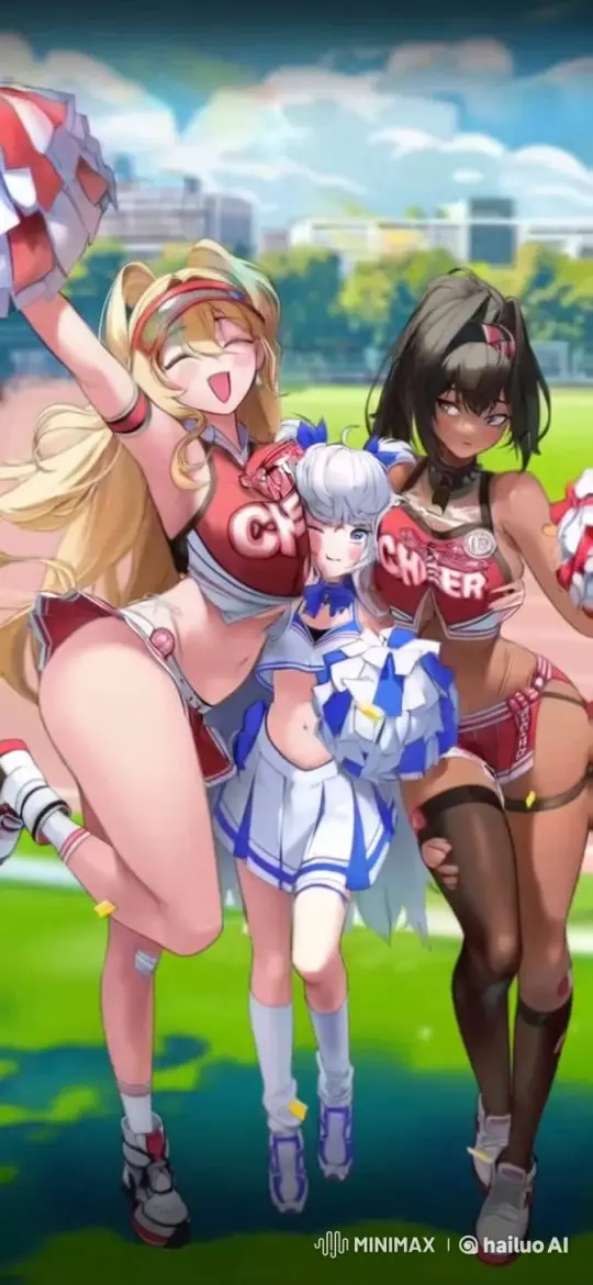 Animated Cheerleaders Displaying Joyful Energy – AI Generated Video | Hailuo AI