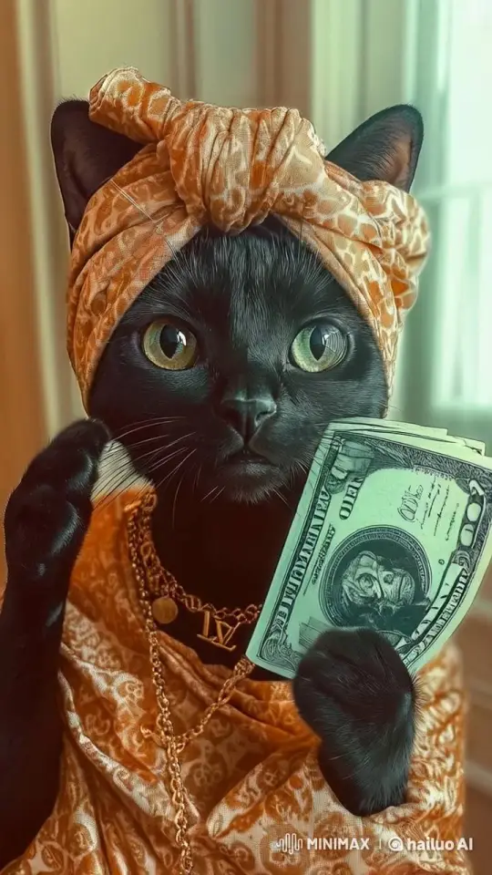 Stylish Cat Displays Sophistication with Elegant Gestures – AI Generated Video | Hailuo AI