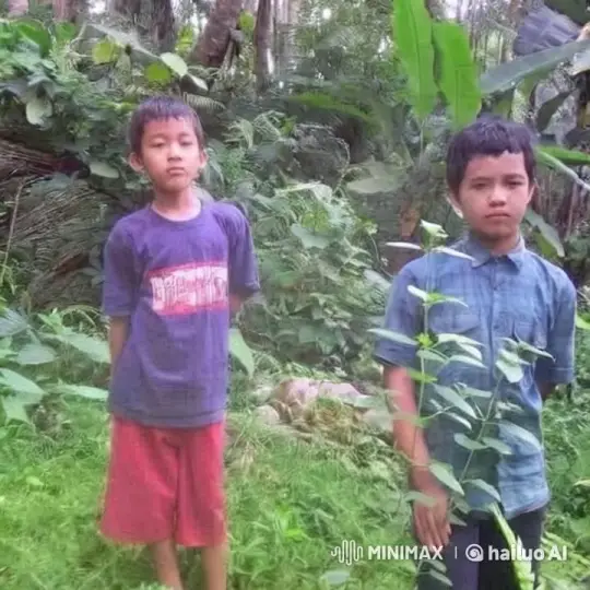 Boys Playfully Spar in a Lush Forest Setting – AI Generated Video | Hailuo AI