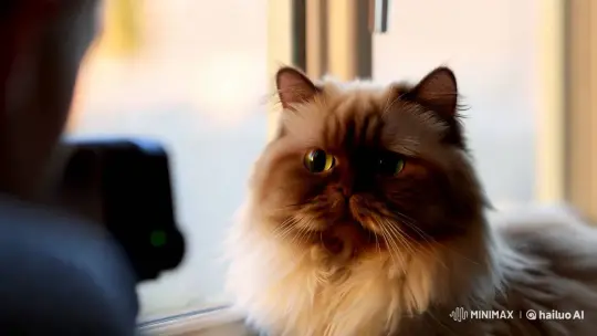 Persian Cat in Serene Window Closeup – AI Generated Video | Hailuo AI