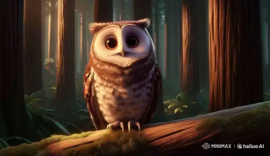 Adorable Owl Observes Tranquil Forest Scene – AI Generated Video | Hailuo AI