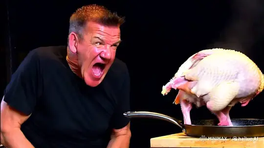 Gordon Ramsay Yells at Chicken, Rips Sleeves Off – AI Generated Video | Hailuo AI
