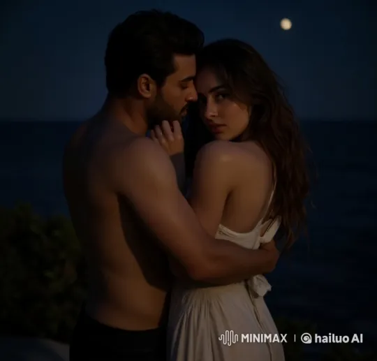 Romantic Moonlit Beach Kiss Scene – AI Generated Video | Hailuo AI