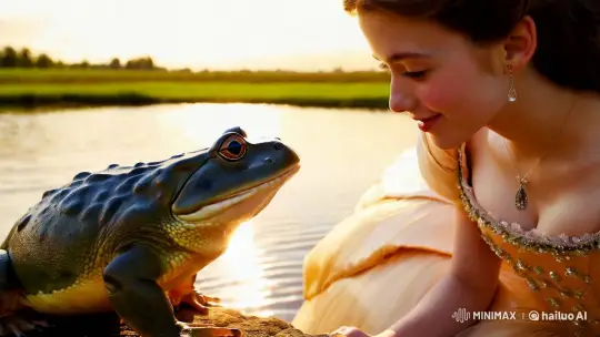 Princess Kisses Frog in Enchanted Summer Scene – AI Generated Video | Hailuo AI