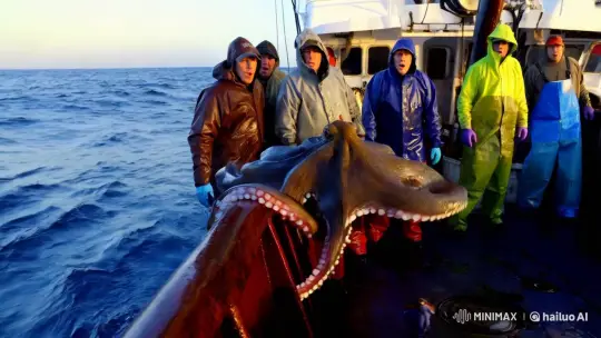 Colossal Octopus Meets Fishermen on Drifting Boat – AI Generated Video | Hailuo AI