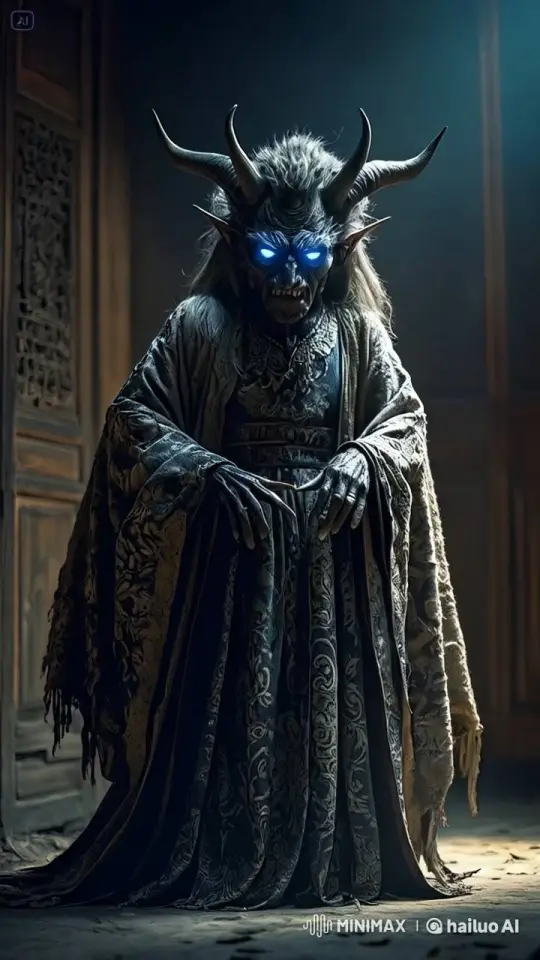 Old Demon in Kebaya: Chilling Walk Towards Camera – AI Generated Video | Hailuo AI