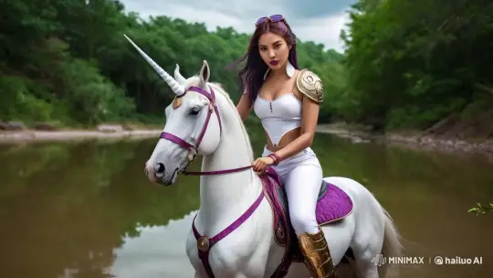 Magical Unicorn and Rider in Enchanted Forest – AI Generated Video | Hailuo AI