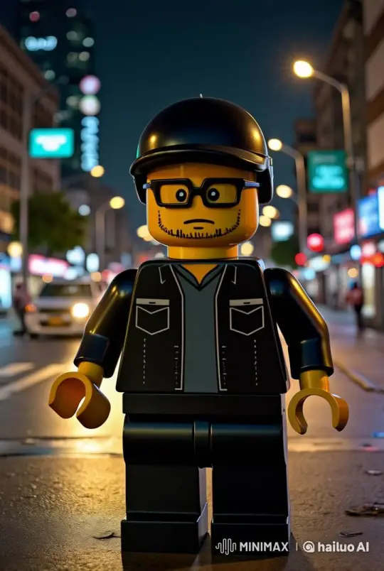 Lego Figure Chase Through Neon-Lit Cityscape – AI Generated Video | Hailuo AI