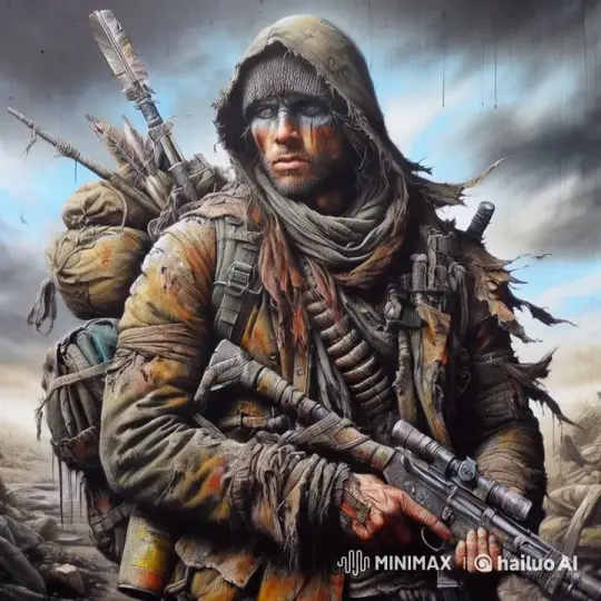 Post-Apocalyptic Survivor on Guard in Desolate Landscape – AI Generated Video | Hailuo AI