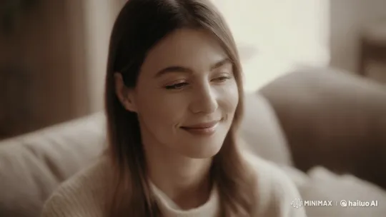 Intimate Portrait: Serene Individual Amidst Soft Lighting – AI Generated Video | Hailuo AI