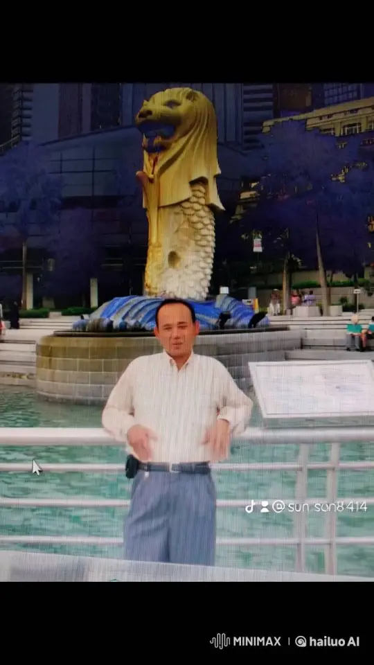 Couple Embraces in Front of Iconic Merlion Statue – AI Generated Video | Hailuo AI